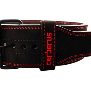 Black Weightlifting Belt with Red Embroidery